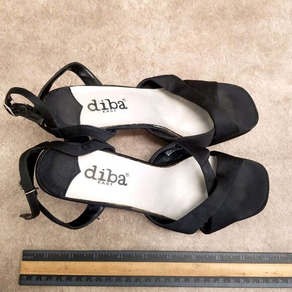 Diba East Womens Size 7.5 Black Fabric Ankle Strap Open Toe 3" Heels Sandals - Picture 8 of 11